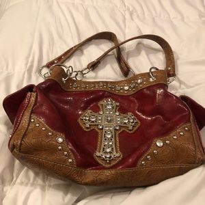 Rhinestone Cross Western style purse